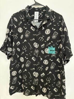 Disney haunted mansion button shirt